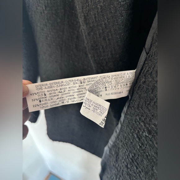 RARE Zara Black Textured Weave Tweed Double Breasted Gold Buttons Blazer Jacket - Picture 11 of 16